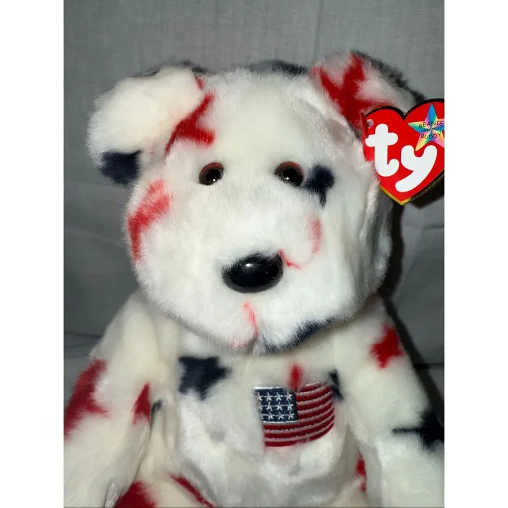 Ty Beanie Buddy Glory Bear 2001 Red White Blue Stars Flag USA Mint Tags 15” TyLO